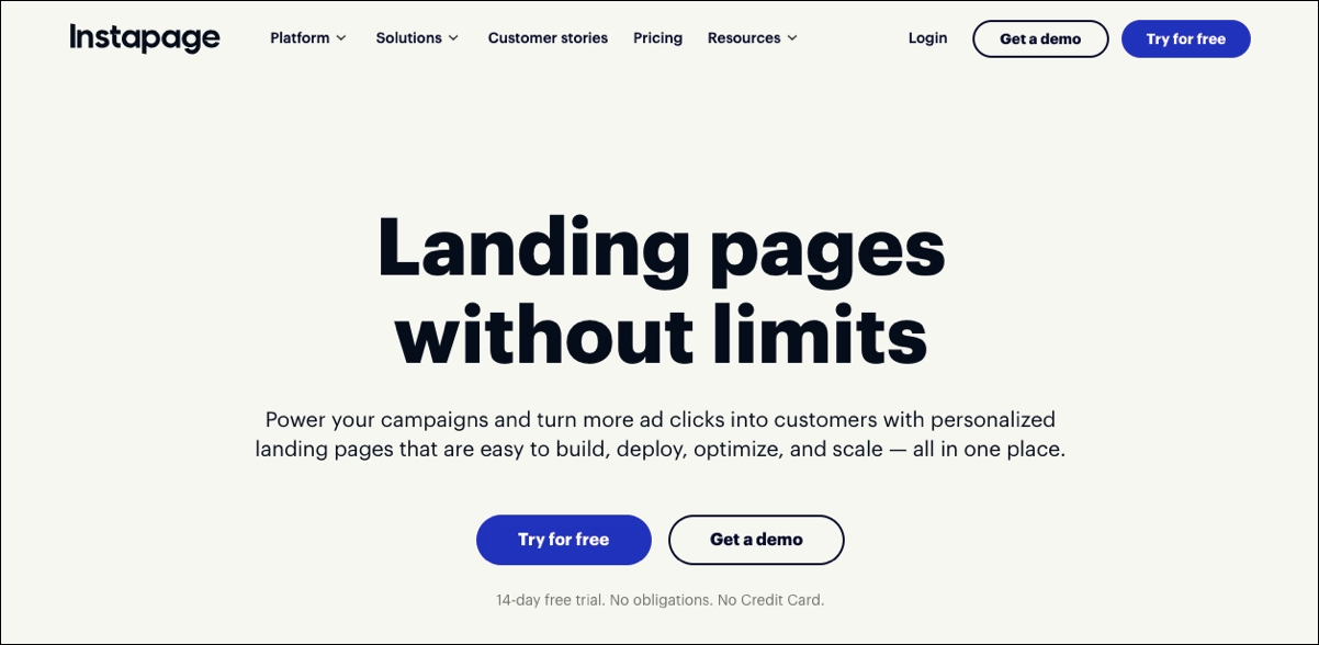 landing page skabelsesplatform - Instapage