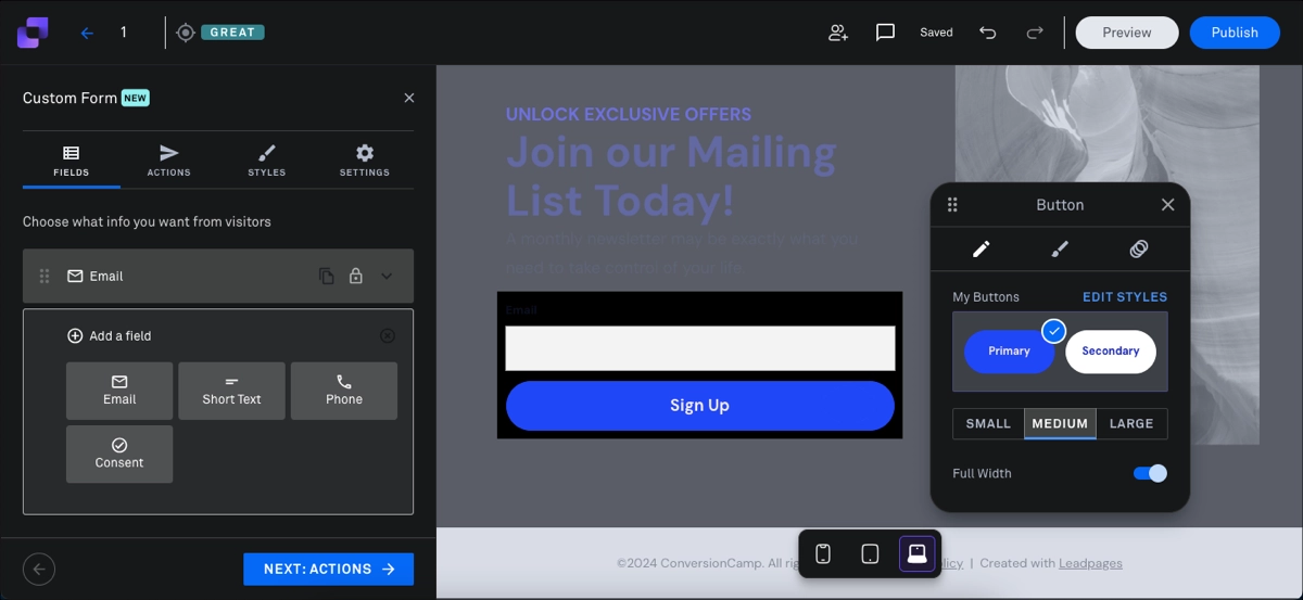 Leadpages Custom Forms-widget