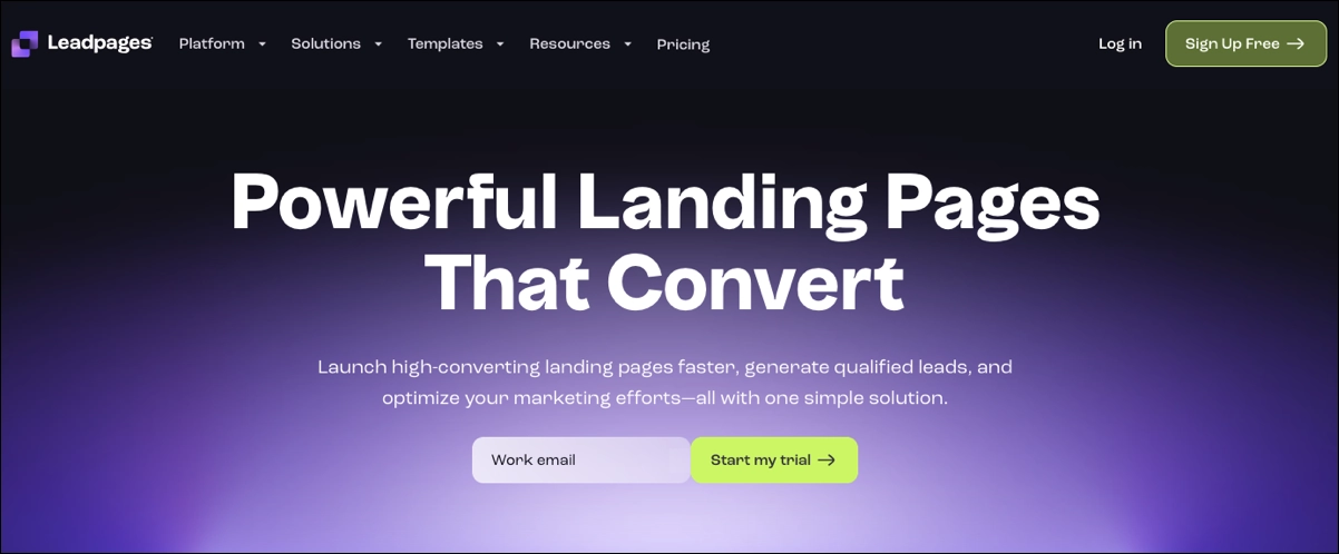 leadpages homepage