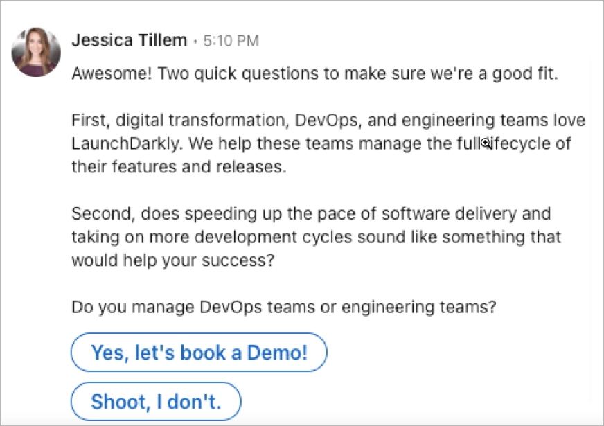 conversation linkedin ad przykład