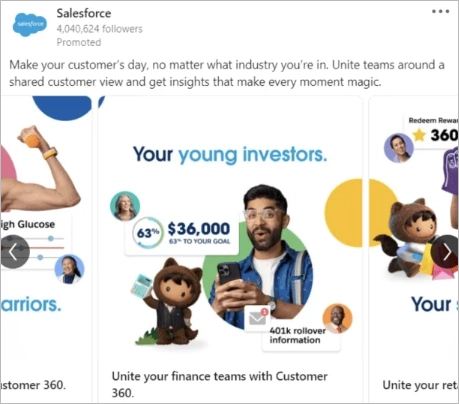 przykład reklamy karuzelowej na LinkedIn