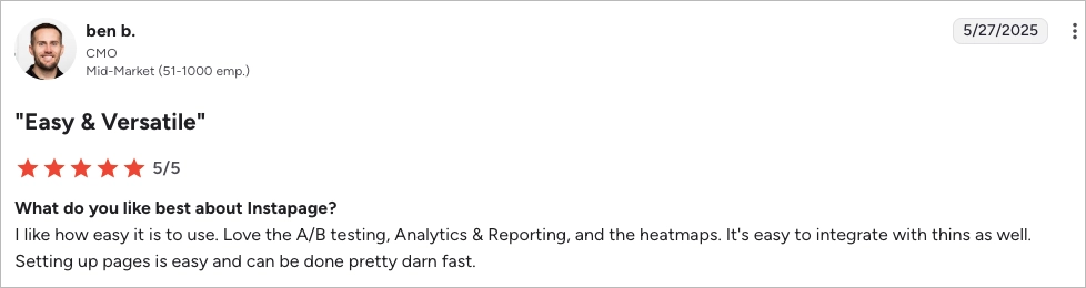 Instapage reviews