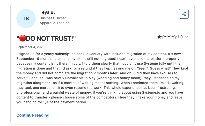 Systeme.io mauvais avis