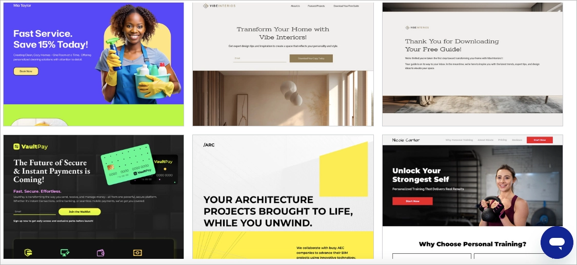 instapage templates library