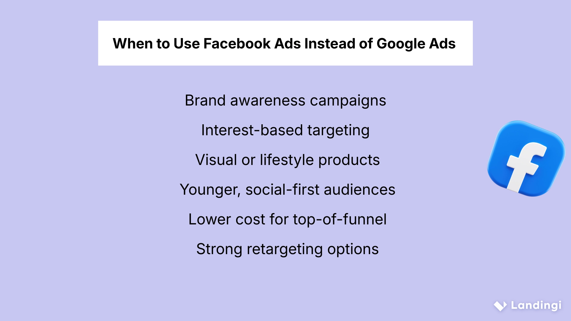 when to chode facabook ads over google ads