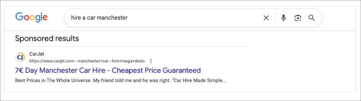 search ad that attracts potential customers