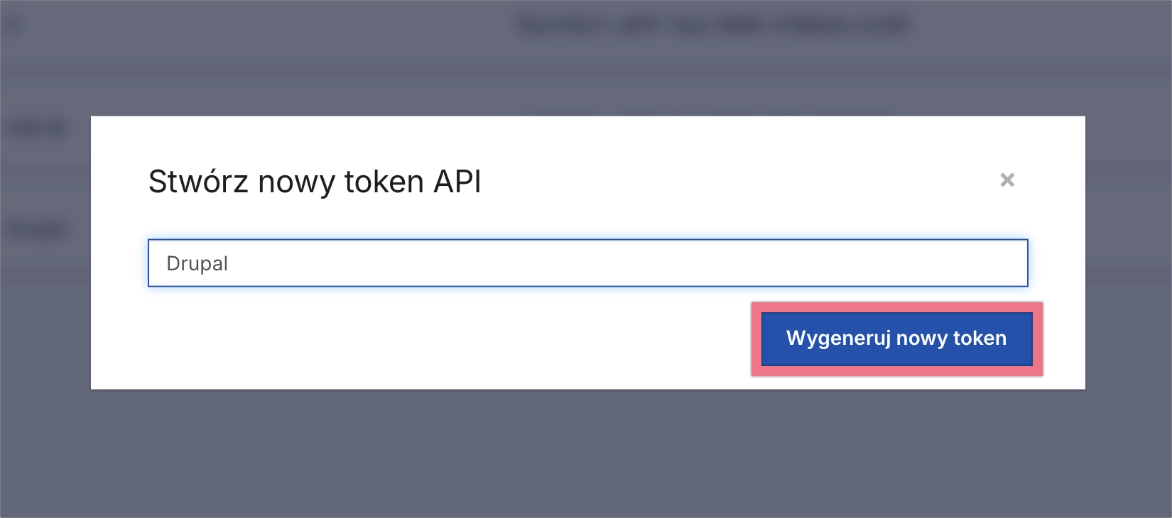 Wygeneruj token dla integracji z Drupal