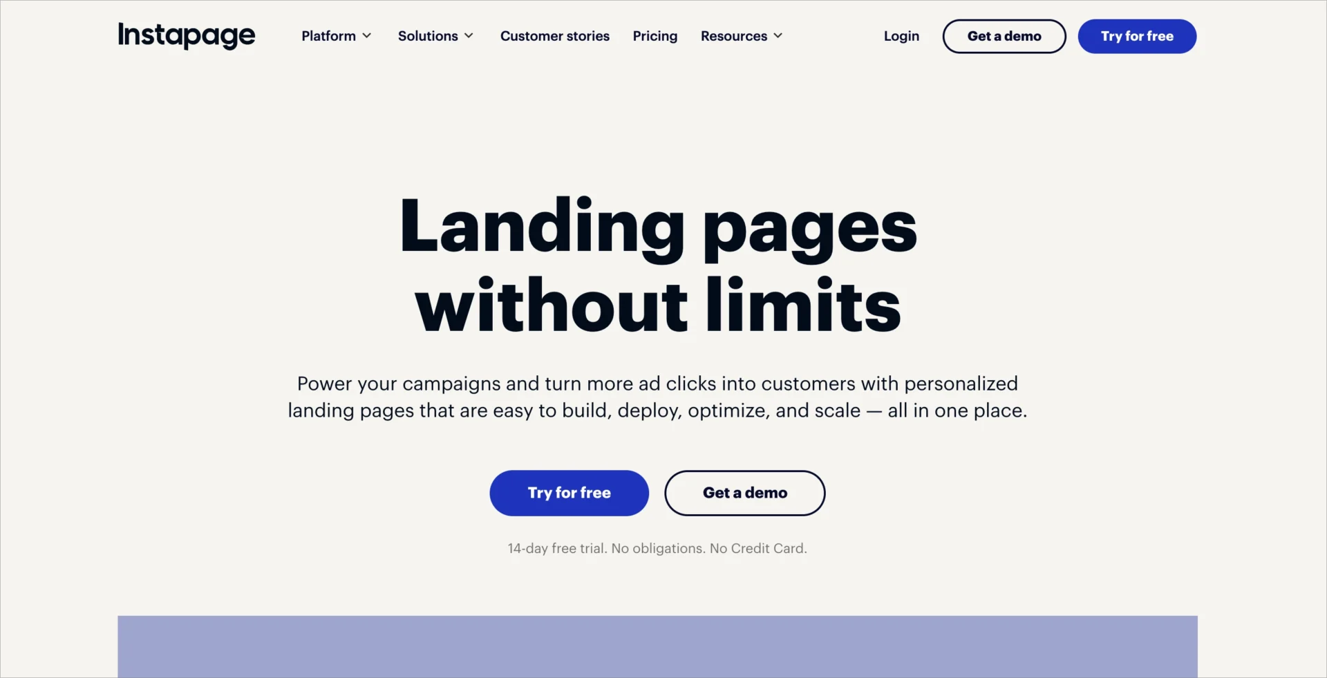 Instapage-Startseite