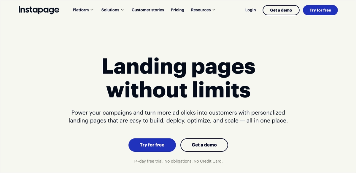 landing page creation platform - Instapage