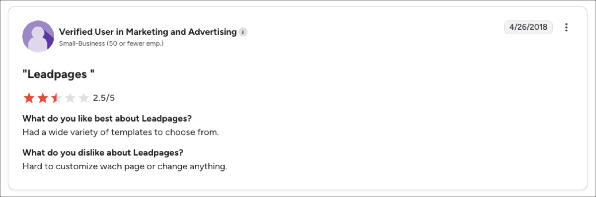 Leadpages review – hard to customize