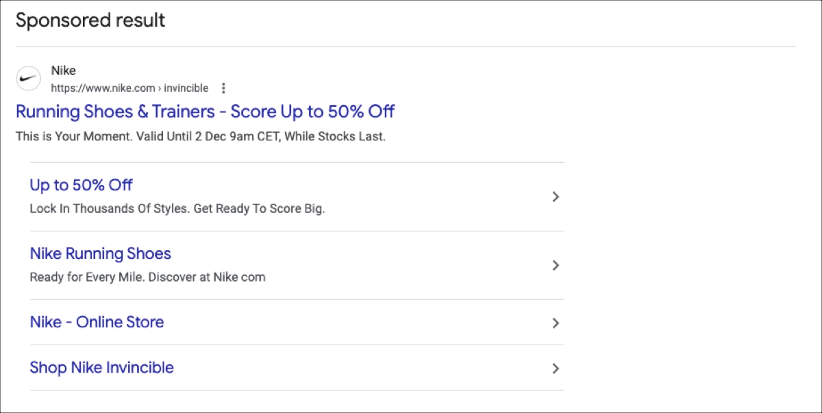 perfect ad copy for time-limited promotions – Nike
