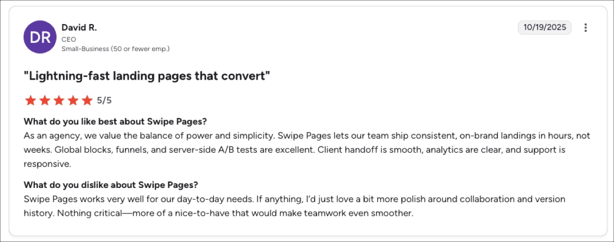 Swipe Pages review – excellent A/B testing tool