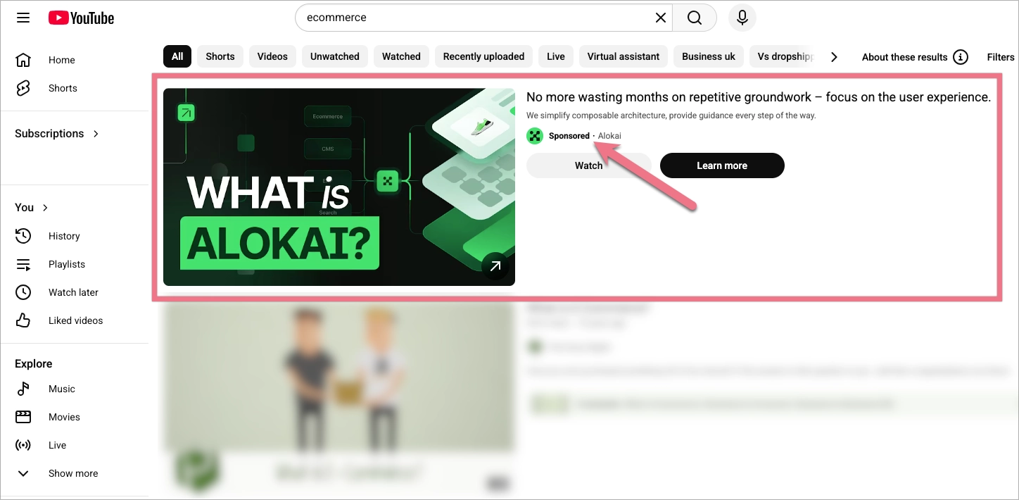 YouTube video ad format example