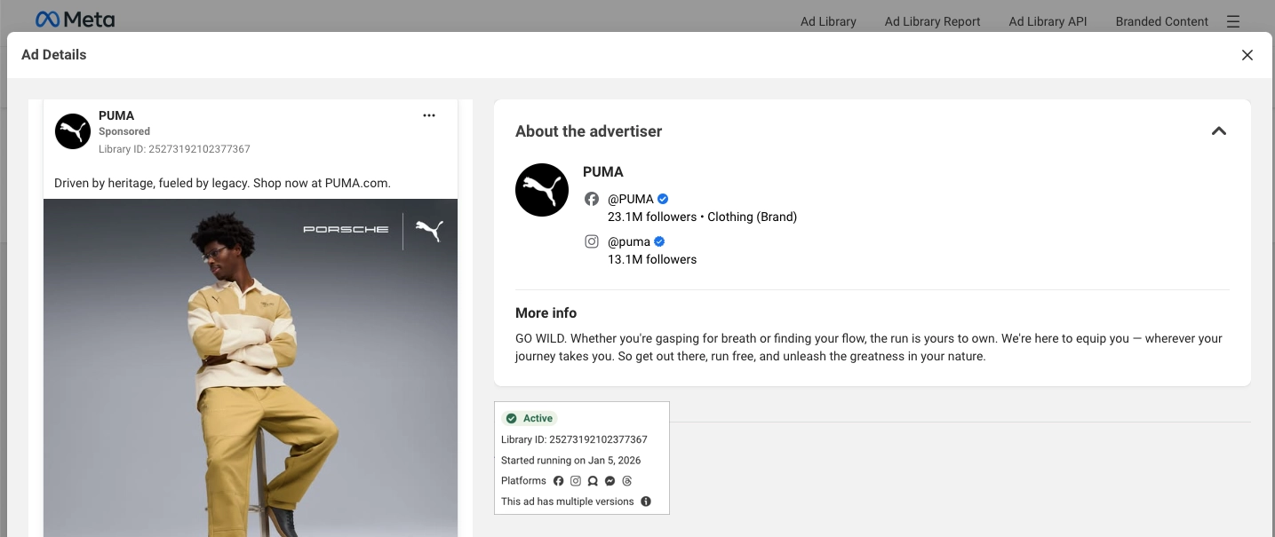 biblioteka reklam Meta