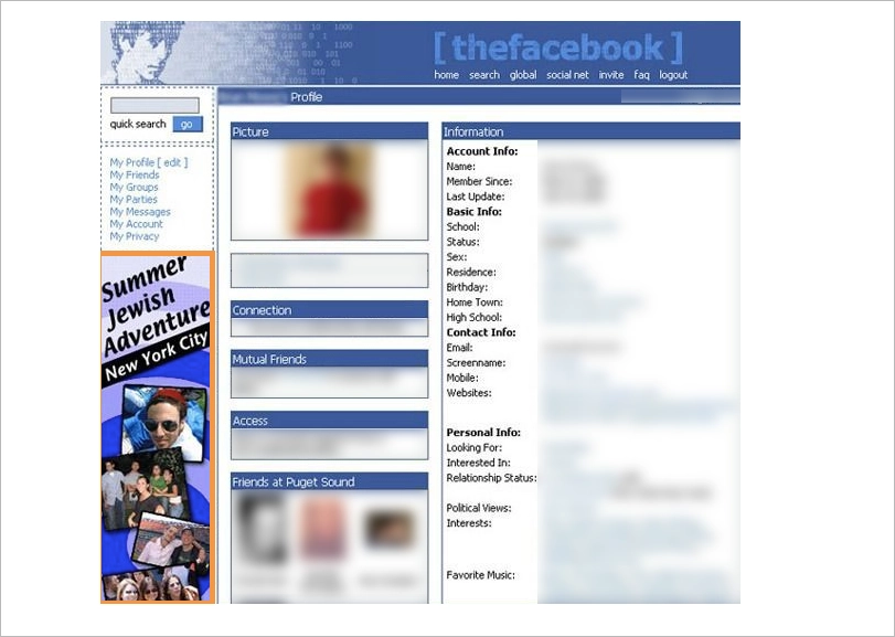 jedna z pierwszych reklam na platformie Facebook