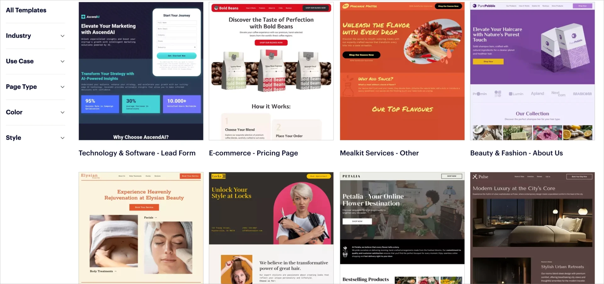 Vorlagen in Instapage