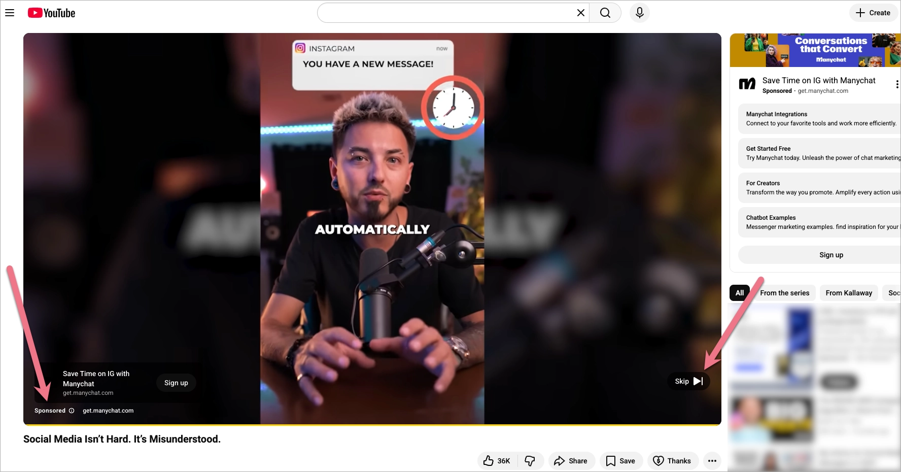 TrueView in stream ads example