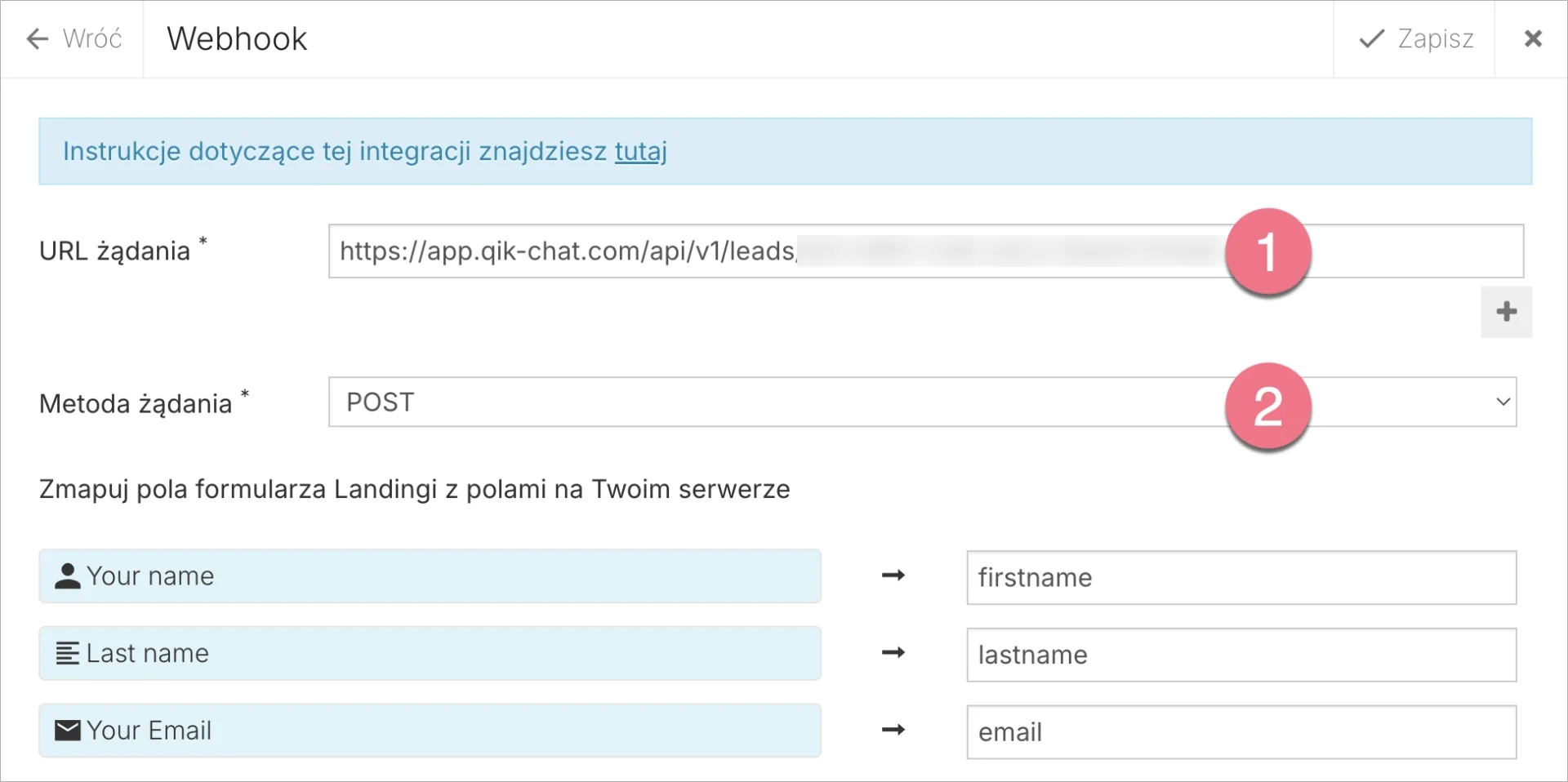 Integracja QikChat z landing page'em w Landingi