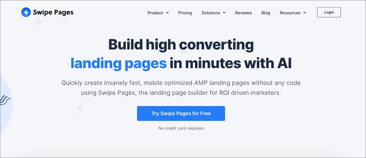 Swipe Pages – great landing page builder for mobile-optimized pages