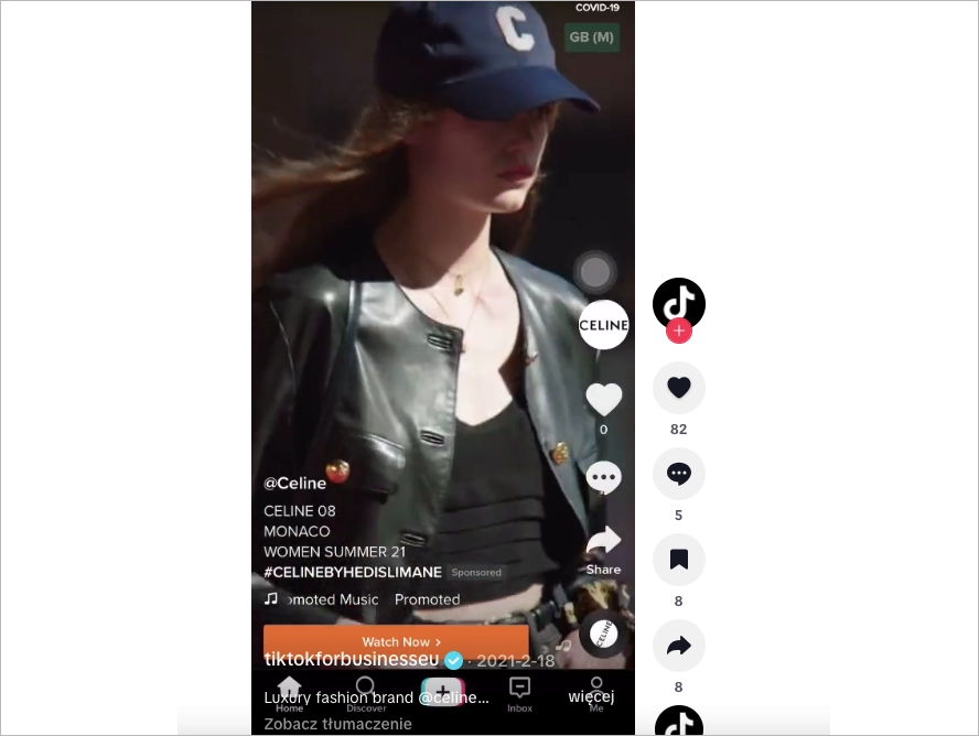 Esempio di pubblicit&agrave; tiktok - celine