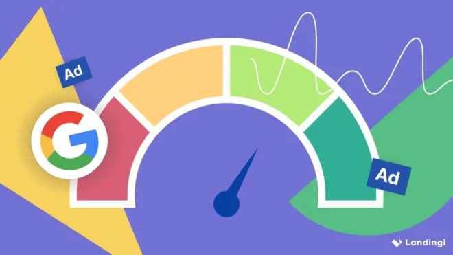 Google Ads Quality Score meter with ad quality indicators
