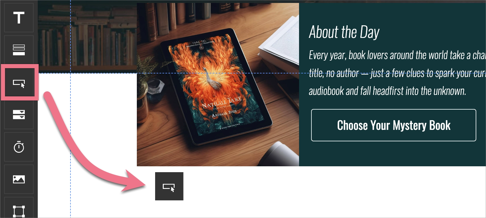 Dodawanie przycisku na landing page’u w edytorze Landingi.