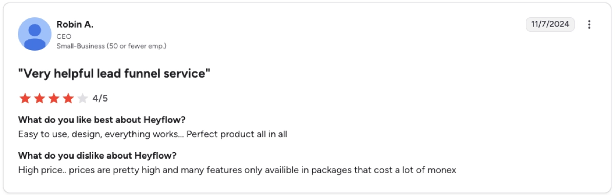 Heyflow review – high price