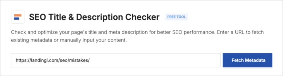 Darmowe narzędzie SEO do sprawdzania tytuł&oacute;w i opis&oacute;w z opcją wprowadzania adresu URL i pobierania metadanych