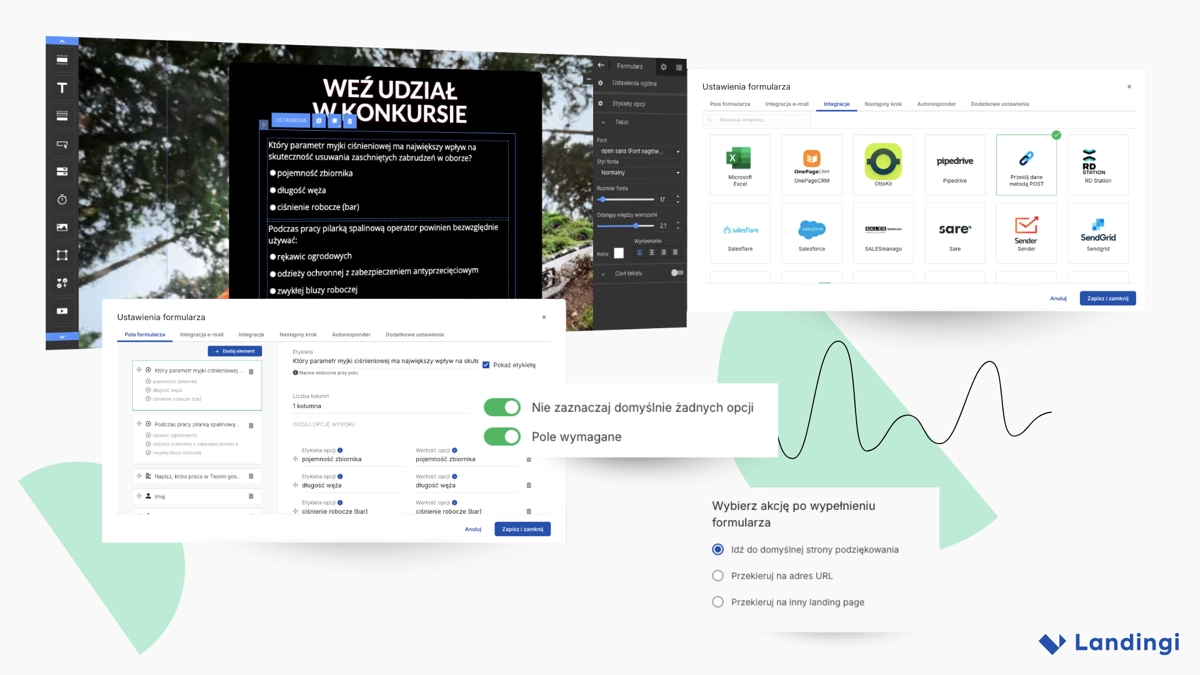 Form Builder in Landingi enables creating comprehensive contest forms
