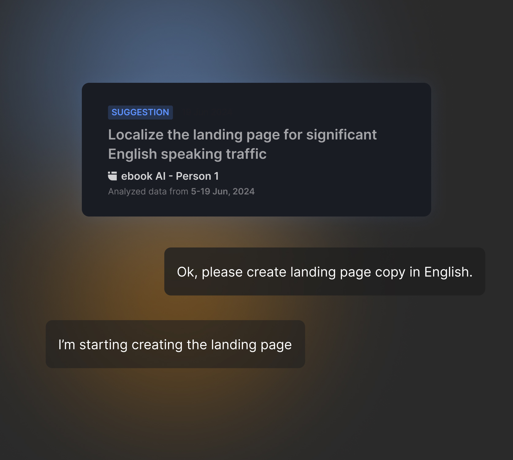 AI suggestion recommending landing page localization based on traffic insights