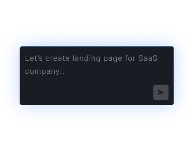 Prompt input field for creating a landing page using AI